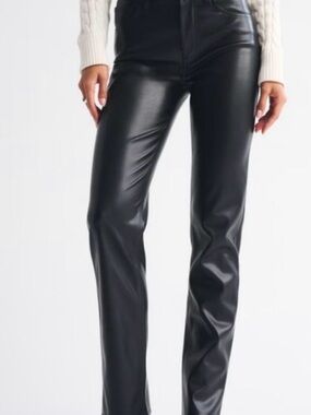 Abercrombie & Fitch Women’s Black Faux Leather Straight-Leg Jeans